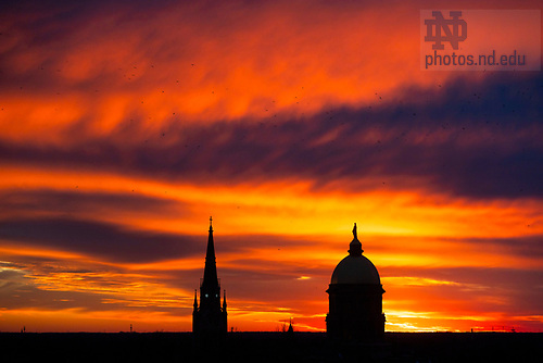 MLC 1.27.25 Sunset 02.jpg by Michael Caterina/University of Notre Dame January 27, 2025; The sun sets behind the Basilica and Dome. (Photo by Michael Caterina/University of Notre Dame)