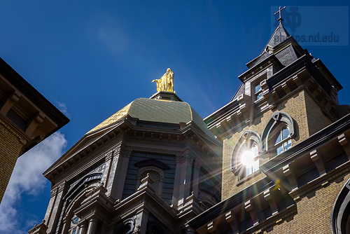 MLC 9.4.25 Main Building 01.jpg by Michael Caterina/University of Notre Dame September 4, 2025; The sun reflects off of a window of the Main Building near the Dome. (Photo by Michael Caterina/University of Notre Dame)